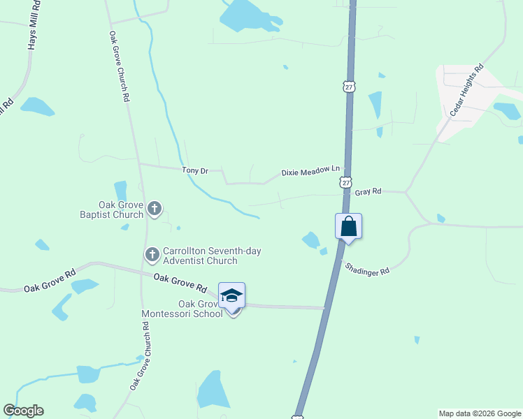 map of restaurants, bars, coffee shops, grocery stores, and more near 175 West Triple Tree Drive in Carrollton
