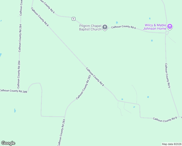 map of restaurants, bars, coffee shops, grocery stores, and more near County Road 8 in Calhoun County
