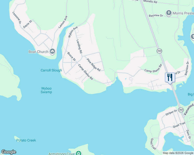 map of restaurants, bars, coffee shops, grocery stores, and more near 1724 Camp Shelor Drive in Manning