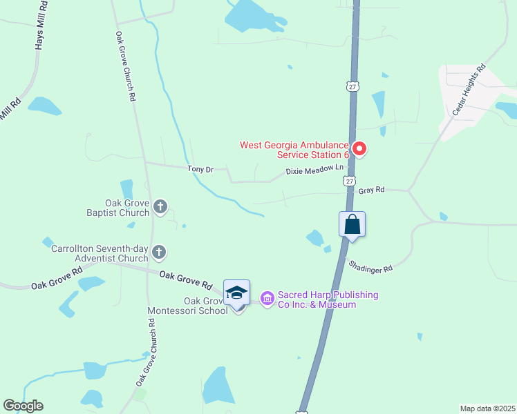map of restaurants, bars, coffee shops, grocery stores, and more near 175 West Triple Tree Drive in Carrollton