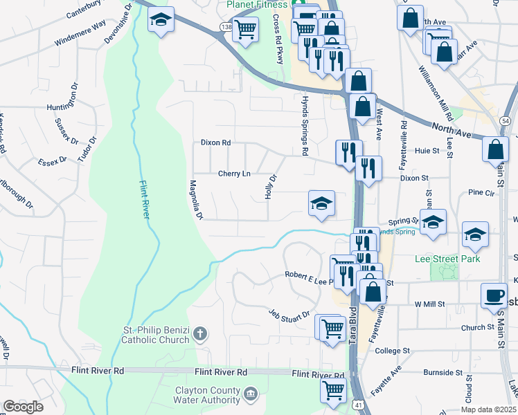 map of restaurants, bars, coffee shops, grocery stores, and more near 685 Selden Court in Jonesboro