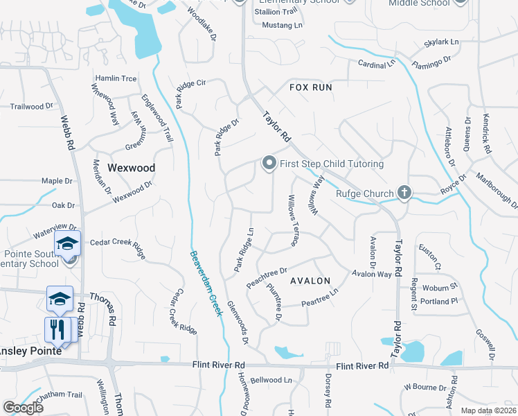 map of restaurants, bars, coffee shops, grocery stores, and more near 8373 Glenwoods Terrace in Riverdale