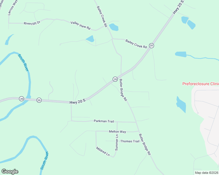 map of restaurants, bars, coffee shops, grocery stores, and more near 20 Butler Bridge Road in Covington