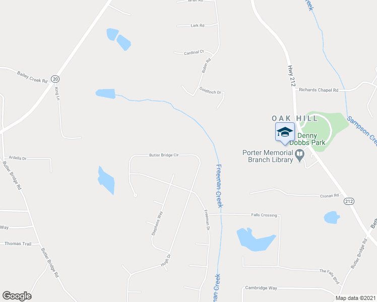 map of restaurants, bars, coffee shops, grocery stores, and more near 160 Butler Bridge Circle in Covington