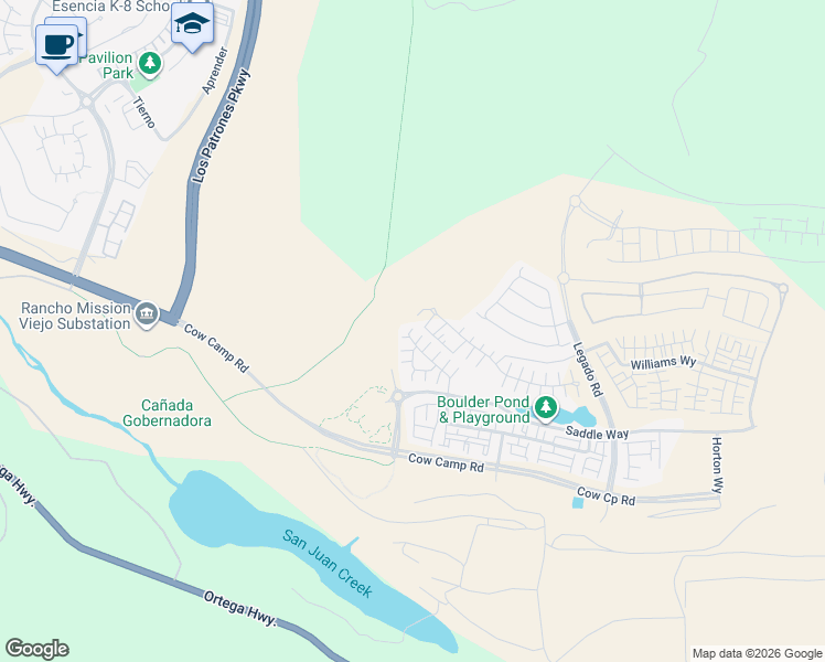 map of restaurants, bars, coffee shops, grocery stores, and more near 31121 Ortega Highway in San Juan Capistrano