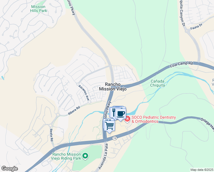 map of restaurants, bars, coffee shops, grocery stores, and more near 18 Zabila in Ladera Ranch