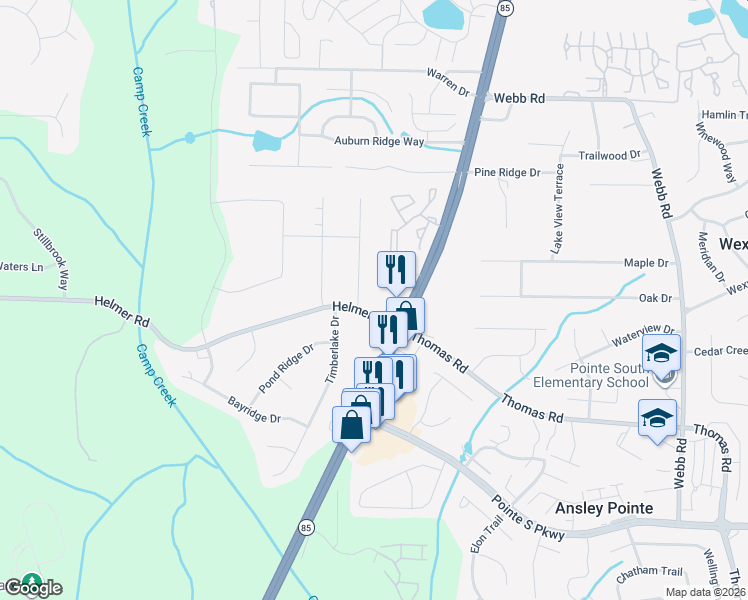 map of restaurants, bars, coffee shops, grocery stores, and more near 1009 Helmer Road in Riverdale