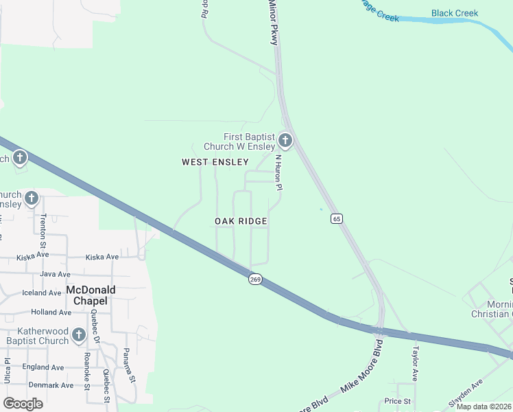 map of restaurants, bars, coffee shops, grocery stores, and more near 1225 Jersey Street North in Birmingham