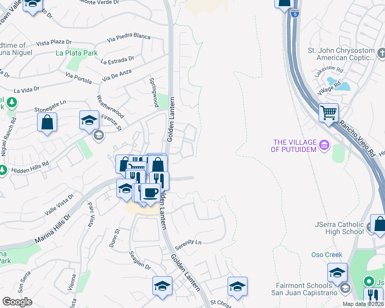 map of restaurants, bars, coffee shops, grocery stores, and more near 87 Grenada Street in Laguna Niguel
