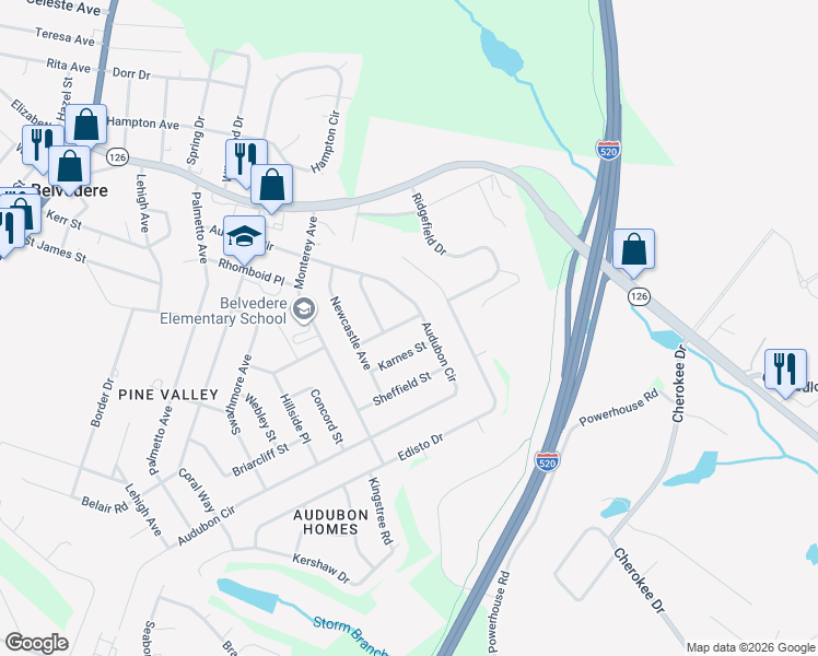 map of restaurants, bars, coffee shops, grocery stores, and more near 102 Bordeaux Street in North Augusta