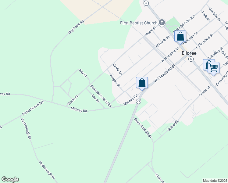 map of restaurants, bars, coffee shops, grocery stores, and more near 212 Haigler Street in Elloree