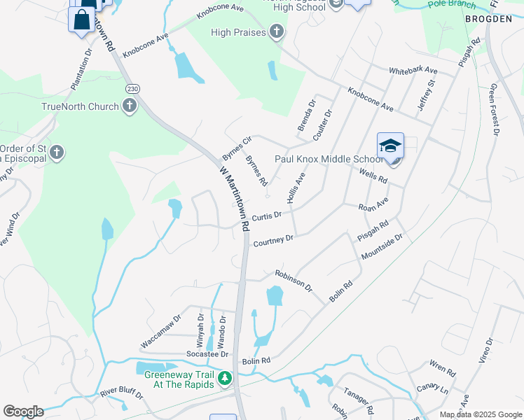 map of restaurants, bars, coffee shops, grocery stores, and more near 1802 Curtis Drive in North Augusta