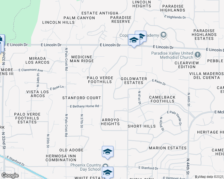 map of restaurants, bars, coffee shops, grocery stores, and more near 6060 North Paradise View Drive in Paradise Valley