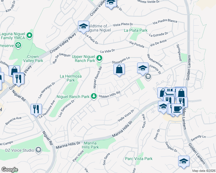 map of restaurants, bars, coffee shops, grocery stores, and more near 30045 Topsail in Laguna Niguel