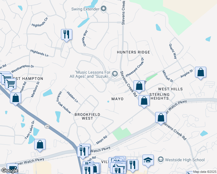 map of restaurants, bars, coffee shops, grocery stores, and more near 306 Habersham Road in Martinez