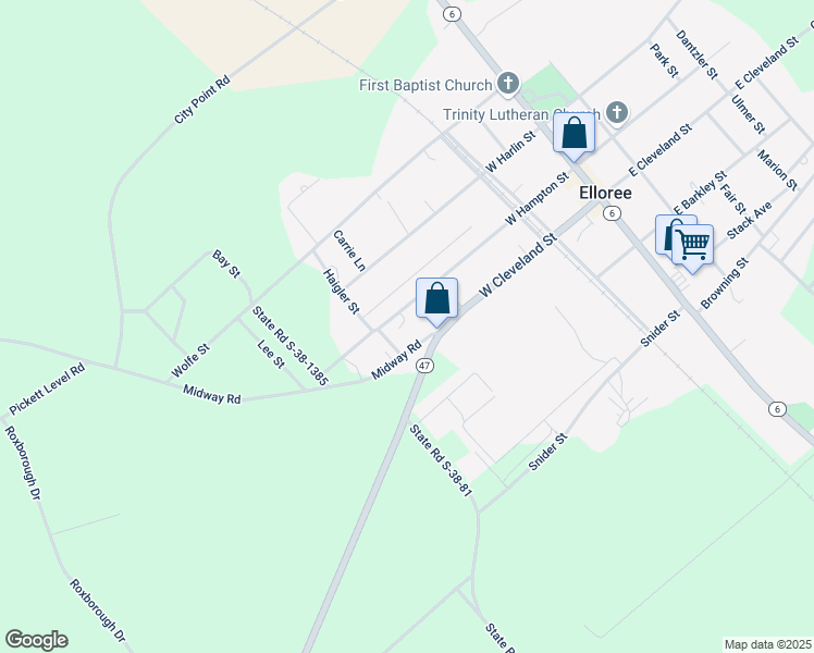 map of restaurants, bars, coffee shops, grocery stores, and more near 801 State Road S-38-121 in Elloree