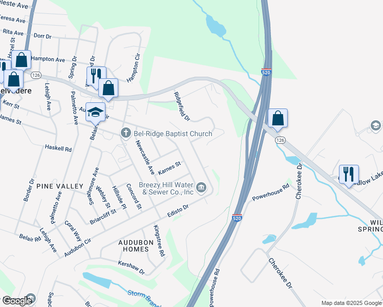 map of restaurants, bars, coffee shops, grocery stores, and more near 289 Edisto Drive in North Augusta