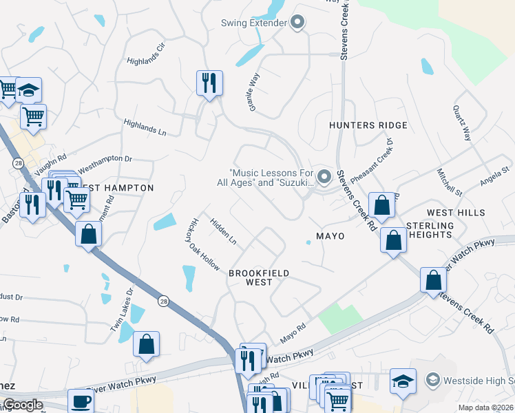 map of restaurants, bars, coffee shops, grocery stores, and more near 724 Cool Brook Drive in Martinez