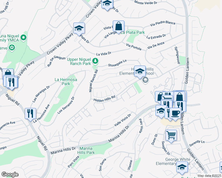 map of restaurants, bars, coffee shops, grocery stores, and more near 30042 Whitecap in Laguna Niguel