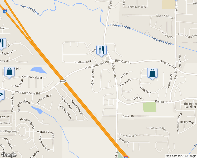 map of restaurants, bars, coffee shops, grocery stores, and more near 118 Arbor Cove Way in Stockbridge