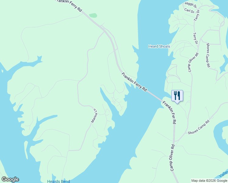 map of restaurants, bars, coffee shops, grocery stores, and more near 346 Marina Road in Walker County