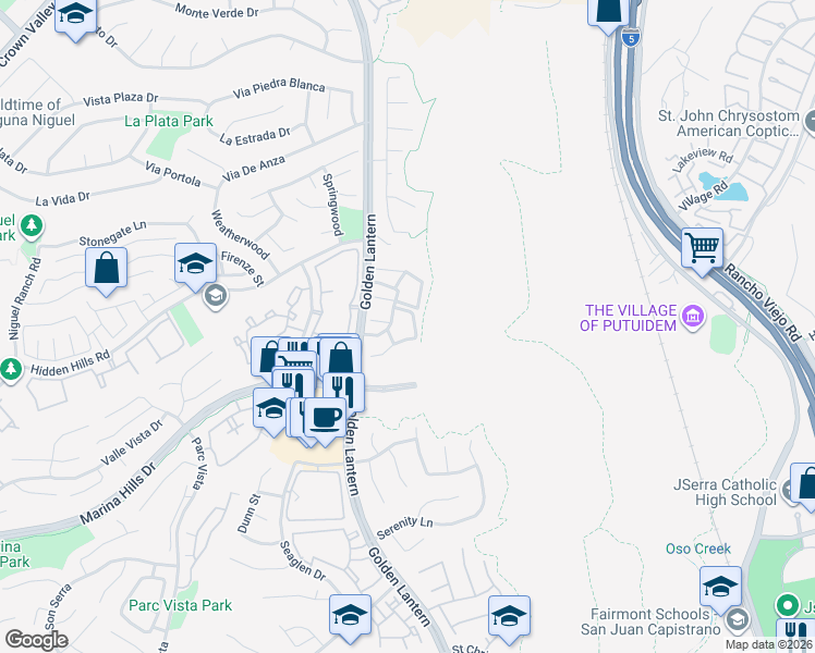 map of restaurants, bars, coffee shops, grocery stores, and more near 4 Martinique Street in Laguna Niguel