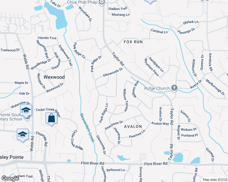 map of restaurants, bars, coffee shops, grocery stores, and more near 8373 Glenwoods Terrace in Riverdale