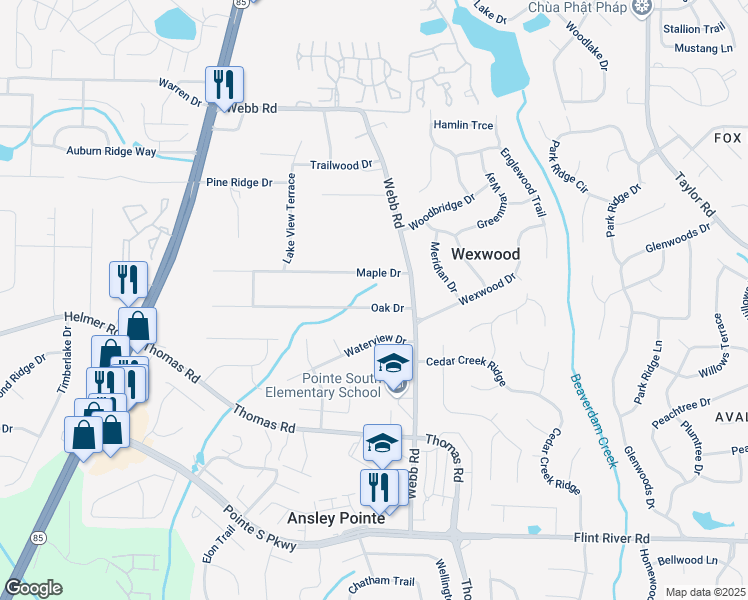 map of restaurants, bars, coffee shops, grocery stores, and more near 661 Oak Drive in Riverdale