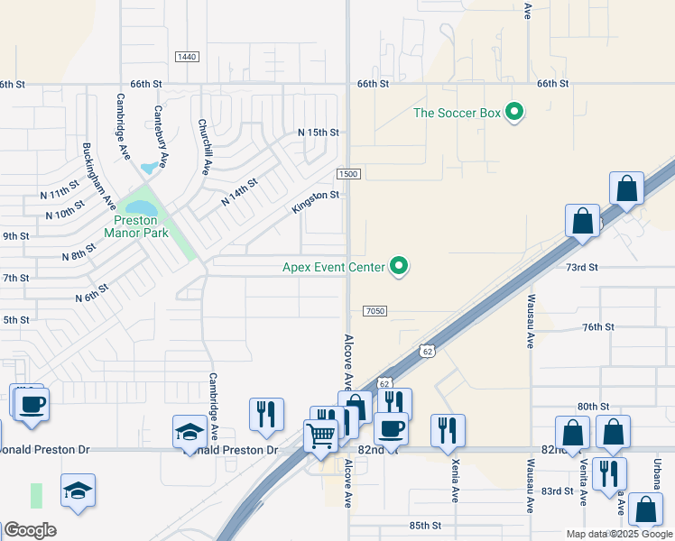 map of restaurants, bars, coffee shops, grocery stores, and more near 1221 Preston Trails in Wolfforth
