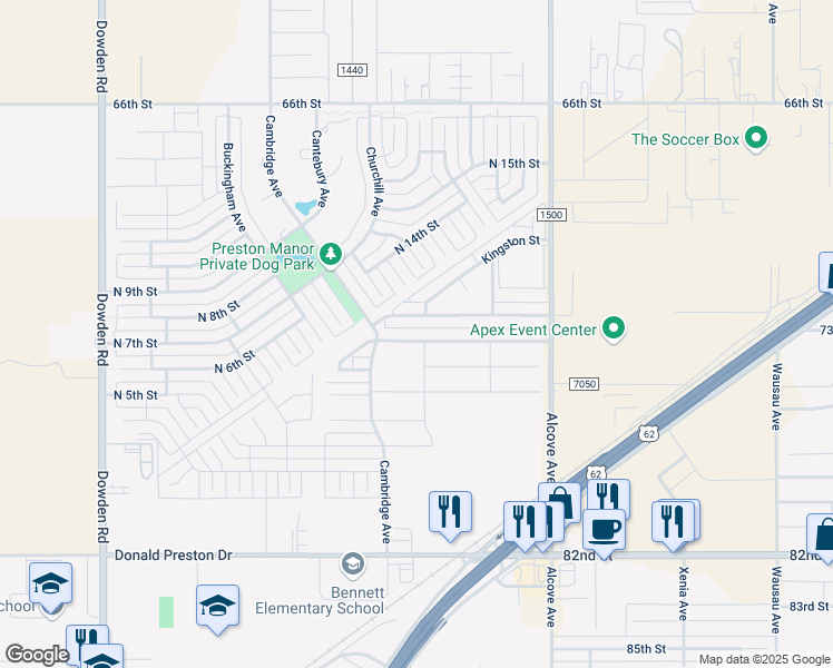 map of restaurants, bars, coffee shops, grocery stores, and more near 1011 Preston Trail in Wolfforth