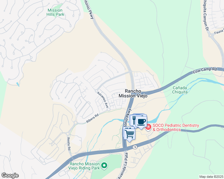 map of restaurants, bars, coffee shops, grocery stores, and more near 5 Gamella in Ladera Ranch