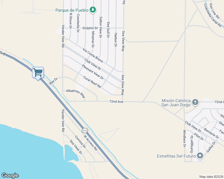 map of restaurants, bars, coffee shops, grocery stores, and more near Coral Reef Road in Riverside County