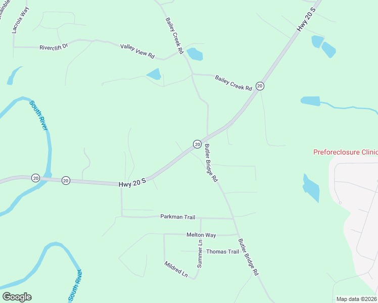 map of restaurants, bars, coffee shops, grocery stores, and more near 20 Butler Bridge Road in Covington