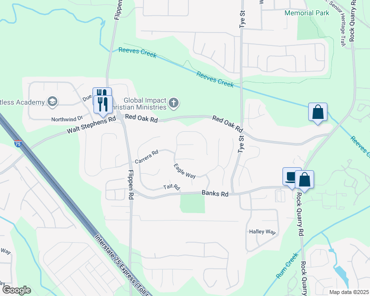 map of restaurants, bars, coffee shops, grocery stores, and more near 300 Eagle Court in Stockbridge