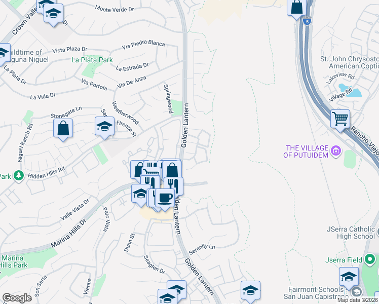 map of restaurants, bars, coffee shops, grocery stores, and more near 4 Martinique Street in Laguna Niguel