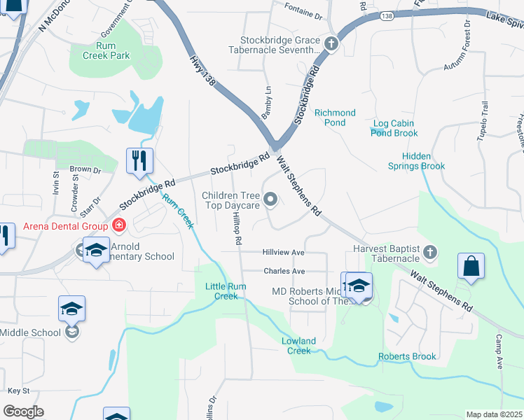 map of restaurants, bars, coffee shops, grocery stores, and more near 8335 San Jose Trail in Jonesboro