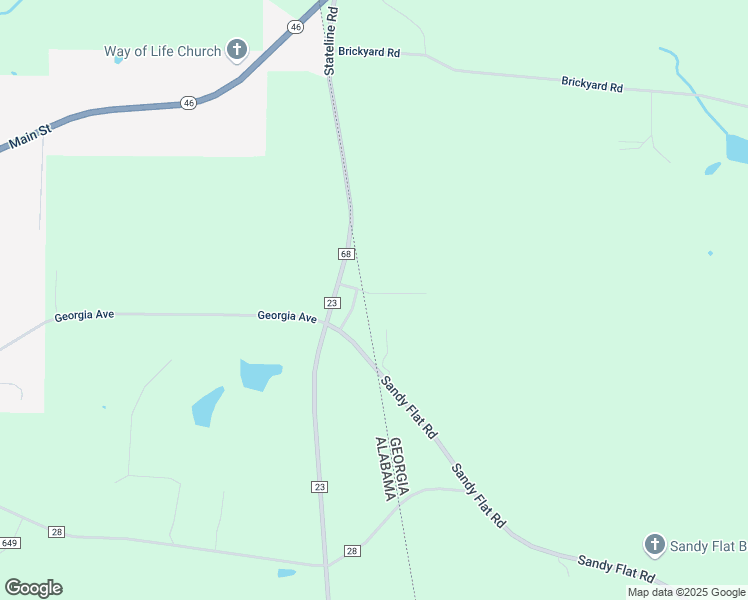 map of restaurants, bars, coffee shops, grocery stores, and more near 2325 Stateline Road in Bowdon