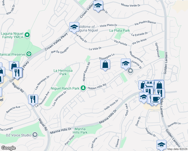 map of restaurants, bars, coffee shops, grocery stores, and more near 30051 Oceanus in Laguna Niguel