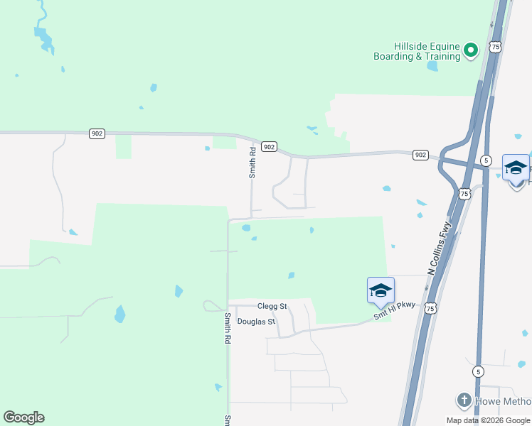 map of restaurants, bars, coffee shops, grocery stores, and more near 1509 Smith Road in Howe