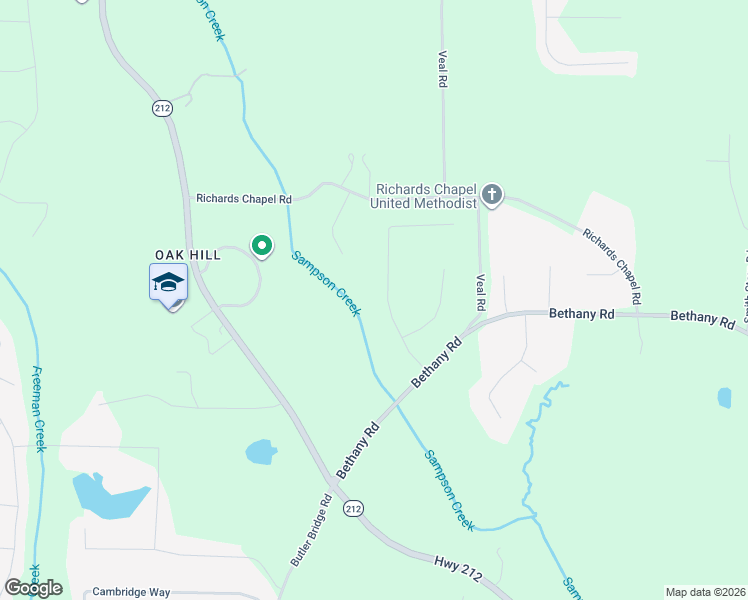 map of restaurants, bars, coffee shops, grocery stores, and more near 65 Park Place Drive in Covington