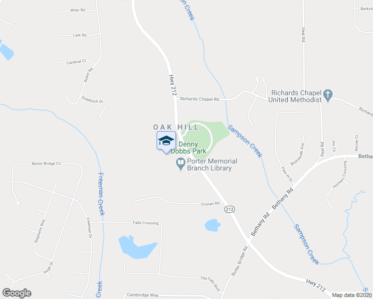 map of restaurants, bars, coffee shops, grocery stores, and more near 6243 Highway 212 in Covington