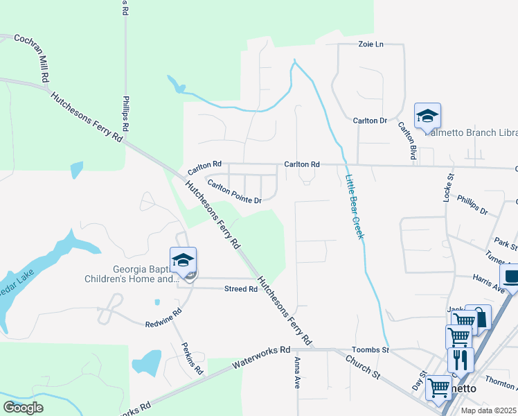 map of restaurants, bars, coffee shops, grocery stores, and more near 21 Carlton Pointe Drive in Palmetto