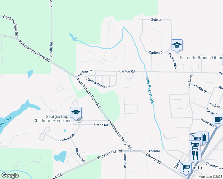 map of restaurants, bars, coffee shops, grocery stores, and more near 21 Carlton Pointe Drive in Palmetto