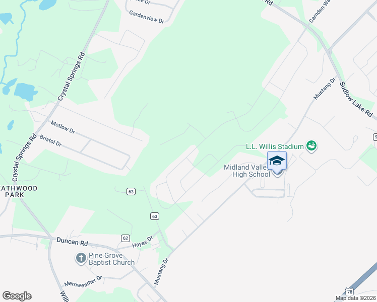 map of restaurants, bars, coffee shops, grocery stores, and more near 1523 Brookstone Dr in Graniteville