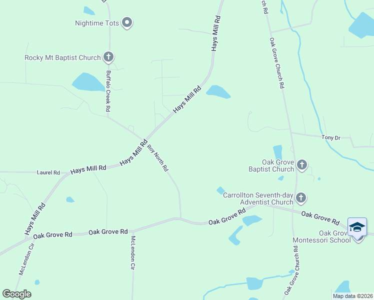 map of restaurants, bars, coffee shops, grocery stores, and more near 147 Roy North Road in Carrollton