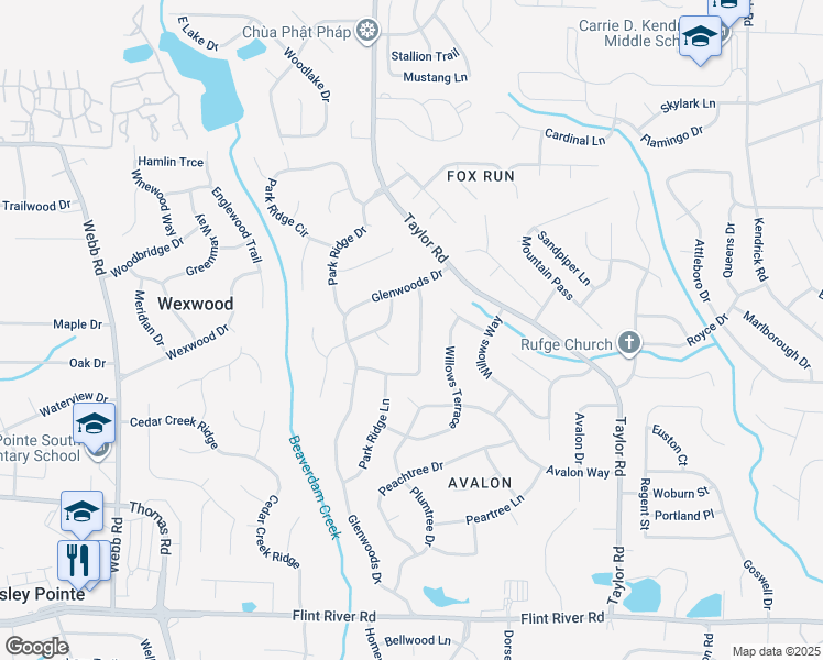map of restaurants, bars, coffee shops, grocery stores, and more near 8317 Glenwoods Terrace in Riverdale