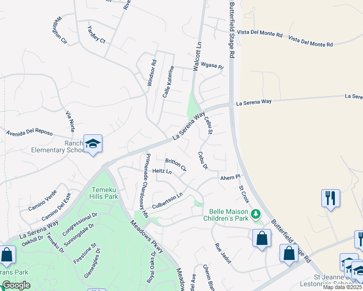 map of restaurants, bars, coffee shops, grocery stores, and more near 40892 Alton Court in Temecula