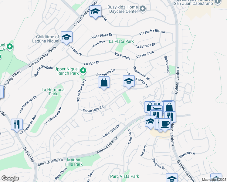 map of restaurants, bars, coffee shops, grocery stores, and more near 29982 Monticello Street in Laguna Niguel