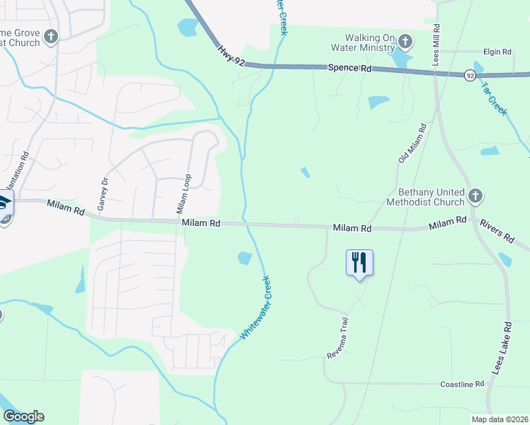 map of restaurants, bars, coffee shops, grocery stores, and more near 245 Milam Road in Fayetteville