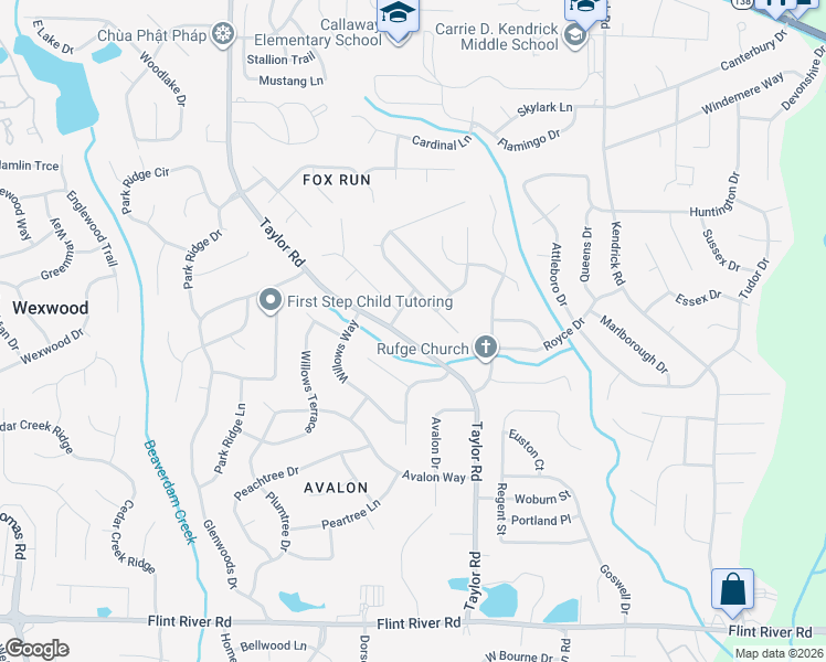 map of restaurants, bars, coffee shops, grocery stores, and more near 8340 Taylor Road in Riverdale